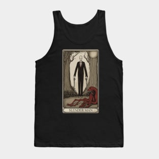 Slender Man Occult Tarot Card Illustration Parody - Mystical Humor Tank Top